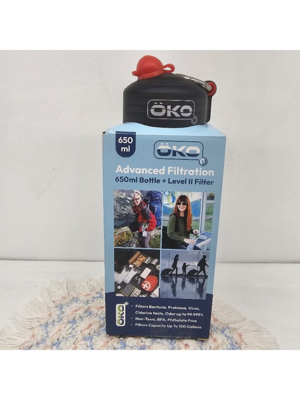 NEW OKO H2O Advanced Filtration Water Bottle 650ml NASA Tech Level 2 Filter